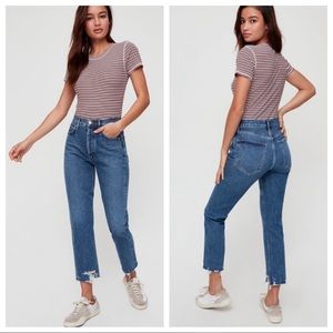 Agolde Riley High Rise Straight Crop Jeans in Veto Wash Size 30